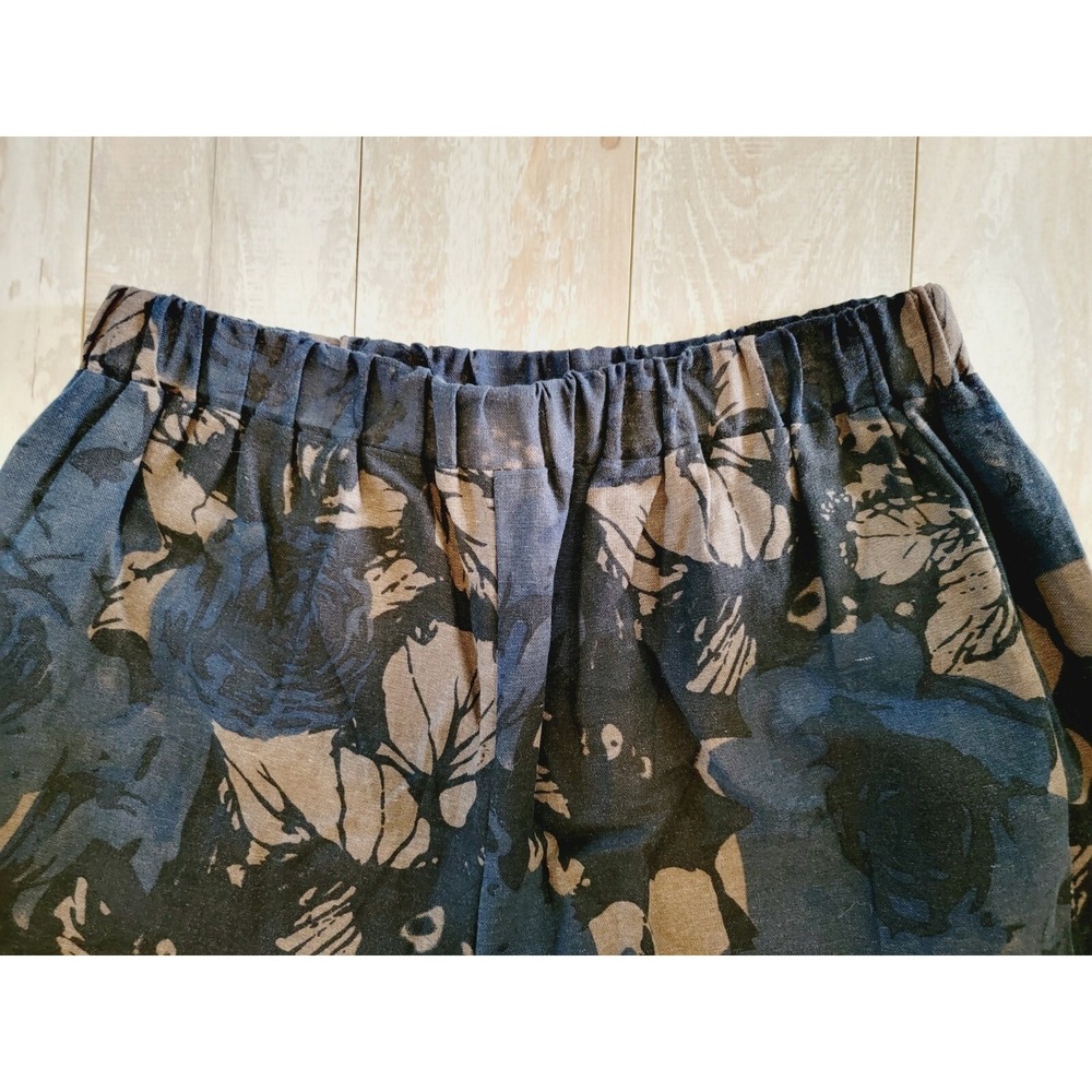 Pantalon XXL Floral Wide Leg Crop Pants Blue Brown Flowy Earthy Boho NWT - Picture 9 of 14
